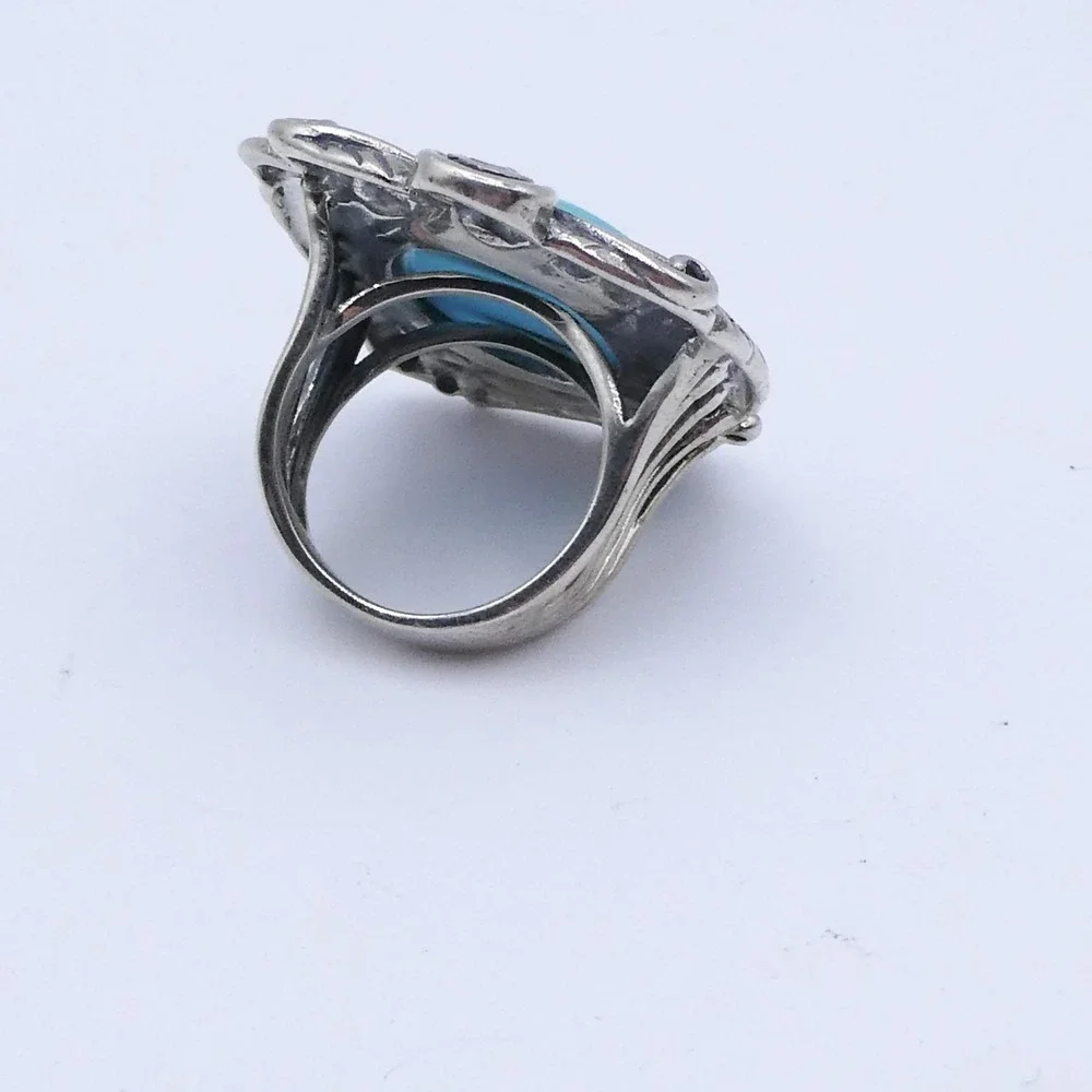 Sleeping Beauty Turquoise Southwest Sterling Silver Large 1.5